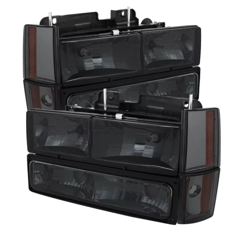 SPYDER Xtune GMC Yukon 92-93 Crystal Headlights w/ Corner & Bumper Smoke HD-JH-GMCCK88-AM-SM-SET 5073525