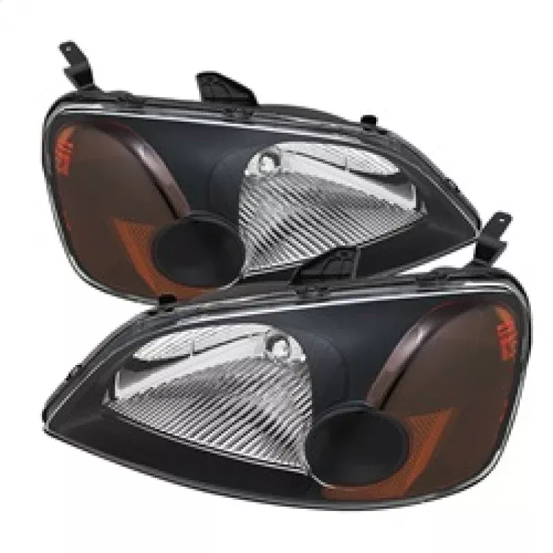 SPYDER Xtune Honda Civic 01-03 2/4Dr Amber Crystal Headlights Black HD-JH-HC01-AM-BK 5014368