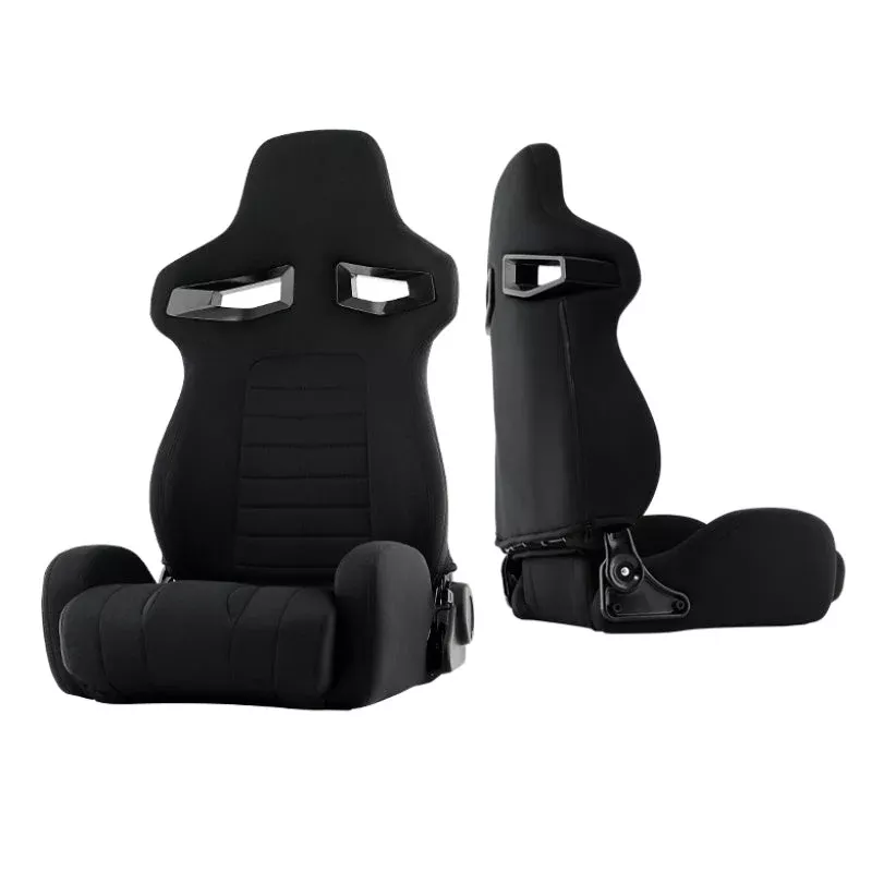 SPYDER Xtune R33 Style Racing Seat Pu Sp Fabric (Double Slider) Black/Black Driver Side RST-R33-04-BK-DR 9933813