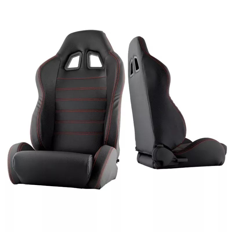 SPYDER Xtune Sp2 Style Racing Seat Carbon Pu (Double Slider) Black/Black Passenger Side RST-SP2-02-BK-PA 9933905