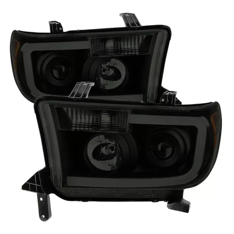 SPYDER Xtune Toyota Tundra 07-13 LED Light Bar Projector Headlights Black Smoked PRO-JH-TTU07-LED-BSM 9030413
