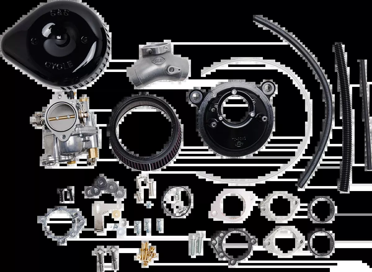 Super G Carburetor with Stealth Air Cleaner Kit - Gloss Black - Evolution Big Twin