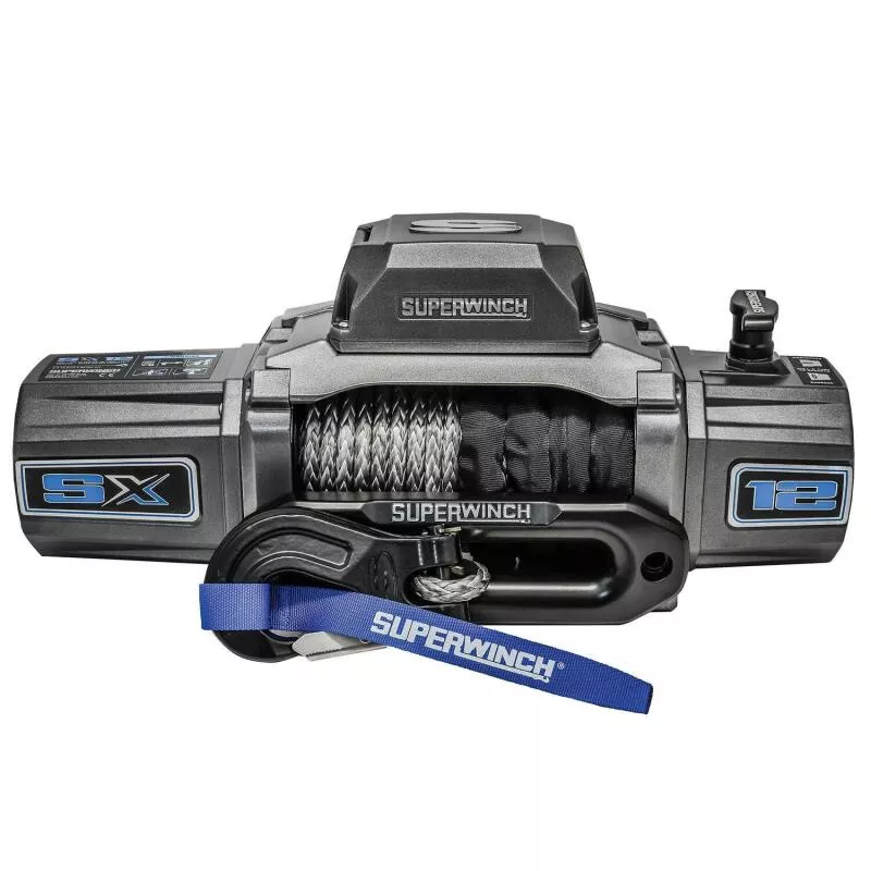 Superwinch 12000 LBS 12V DC 3/8in x 80ft Synthetic Rope SX 12000SR Winch – Graphite