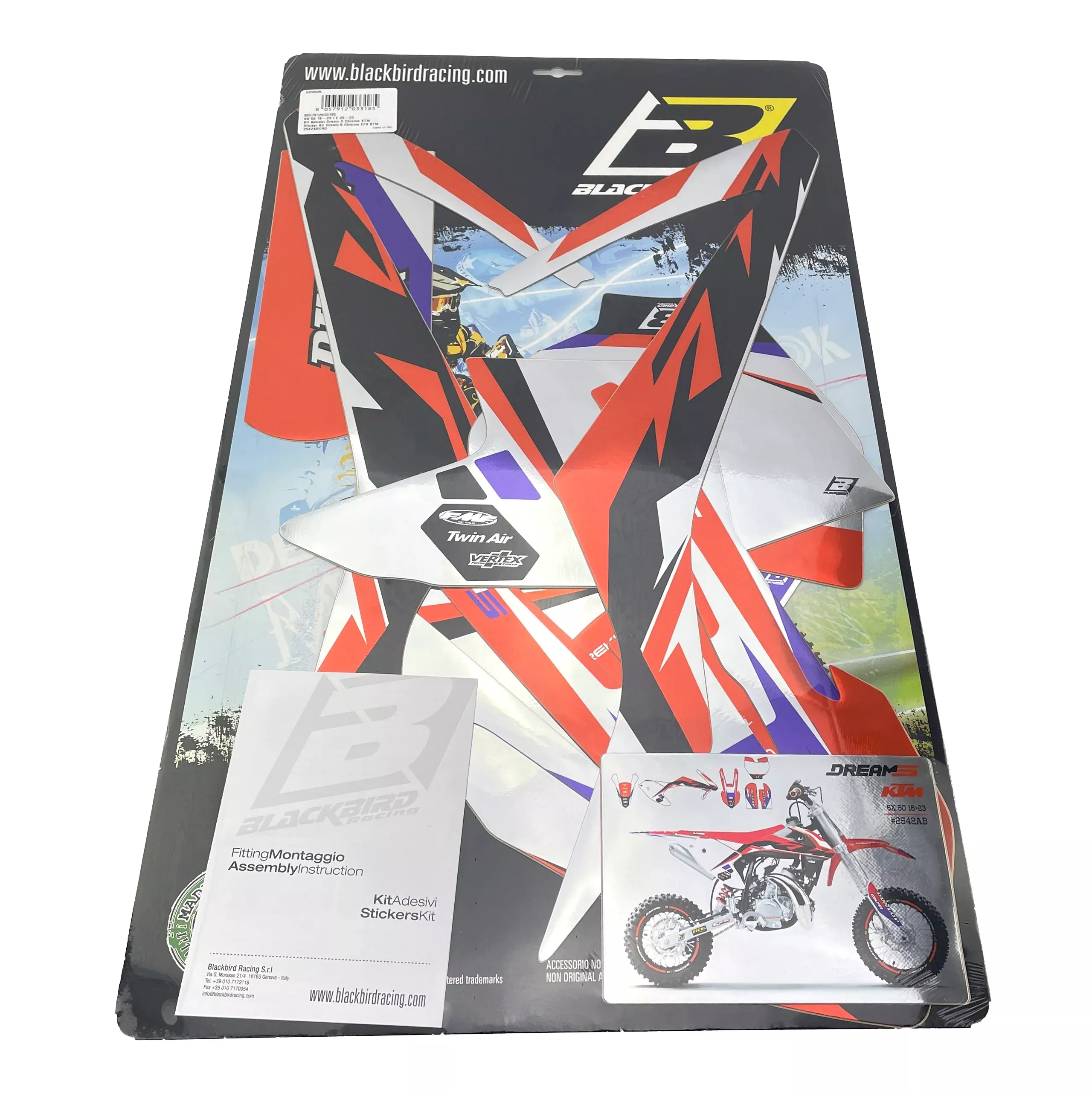 SX 50 KTM 16-23 DREAM 5 CHROME DECALS, BLACKBIRD 2542ABCRO