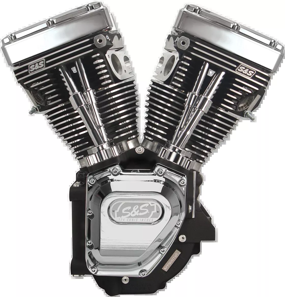 T124 Long Block Engine - Wrinkle Black and Chrome - Touring | Dyna