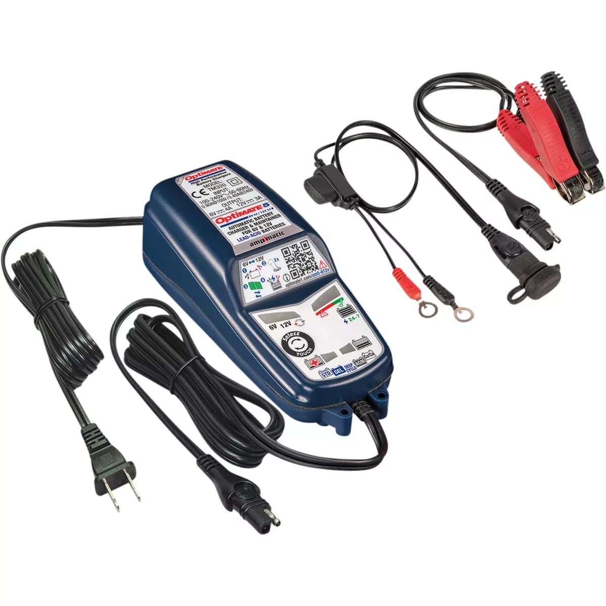 TECMATE 3807-0571 TM-321 Optimate™ 5 Select Silver Battery Charger Battery Charger/Maintainer