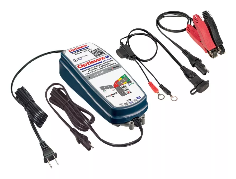 TecMate OptiMate 6 Ampmatic Silver Battery Charger / Maintainer