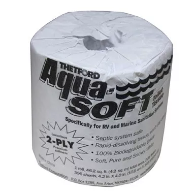 Thetford 24033 Toilet Tissue; Aqua-Soft; 2 Ply; Single Roll