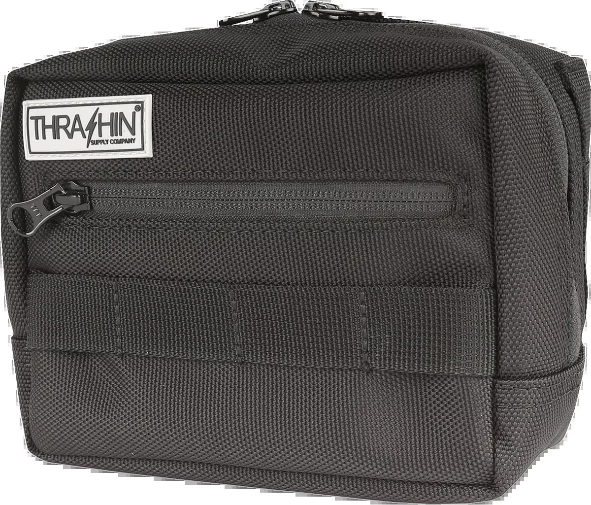 Thrashin Black Molle Webbing Motorcycle Front Handlebar Rear Sissybar Bag Plus