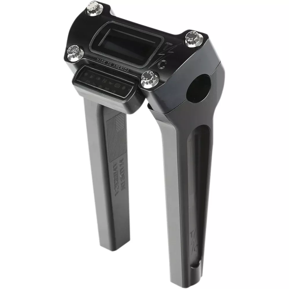 Thrashin Supply Black 8" w/ Gauge Cutout Handlebar Straight Riser TSC-8025-1