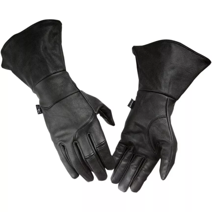 Thrashin Supply Company Gauntlet Insulated Black Leather Motorcycle Gloves