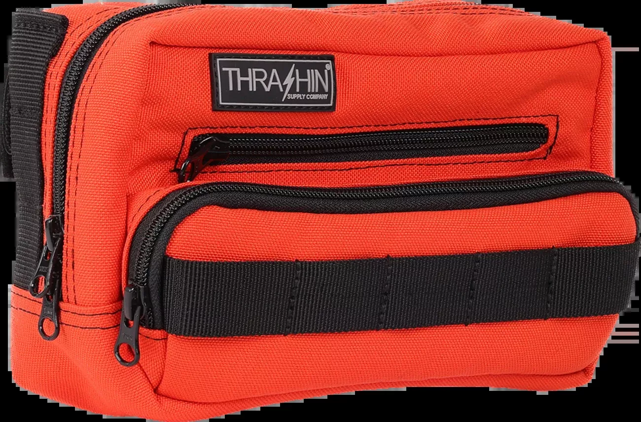 Thrashin Supply Orange Motorcycle Handlebar Storage Bag Plus for Harley THB-0028