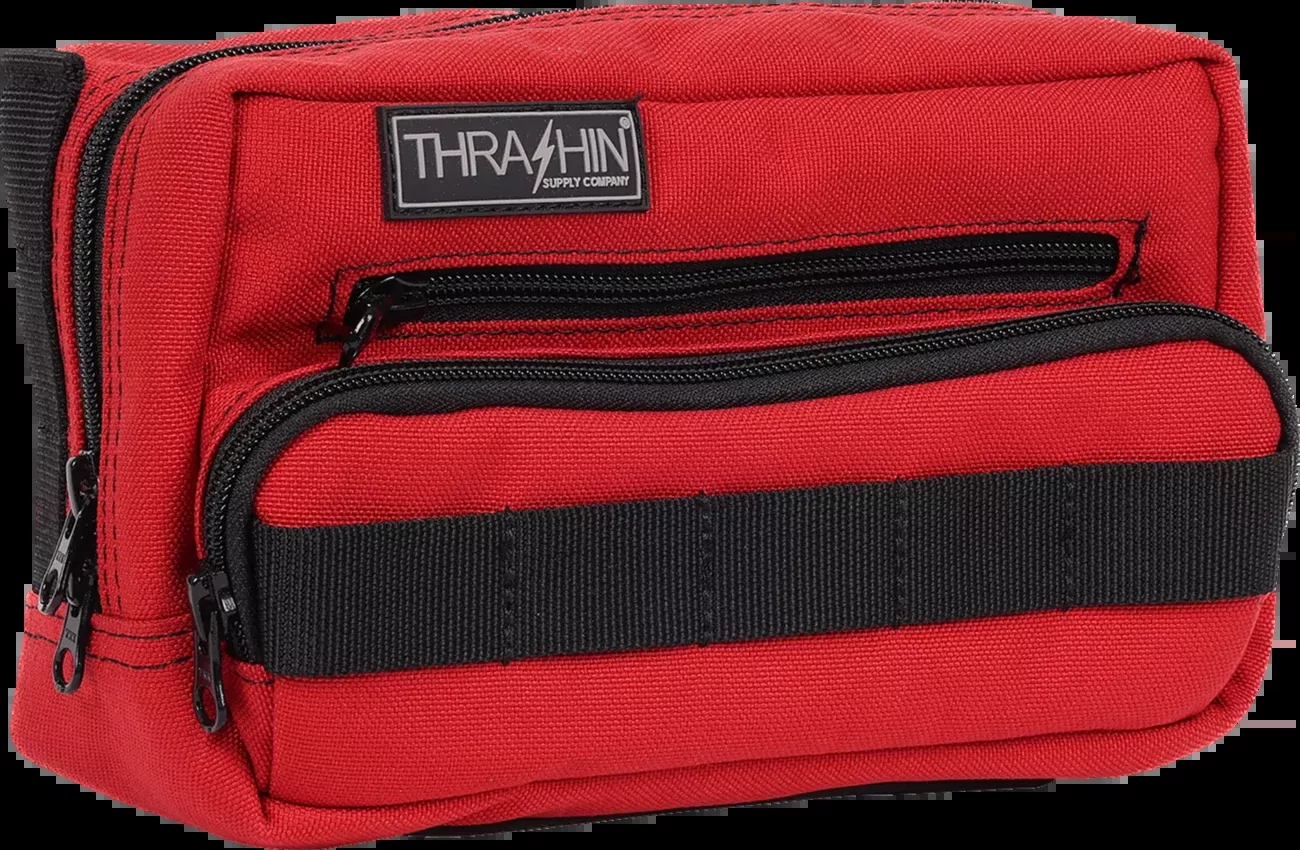 Thrashin Supply Red Motorcycle Handlebar Storage Bag Plus for Harley THB-0017