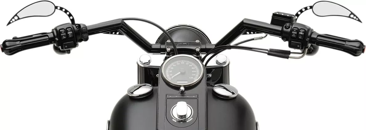 Trask TM-2019BK Black V-Line 1.25" Handlebars 86-17 Harley FLS Dyna XL V-Rod