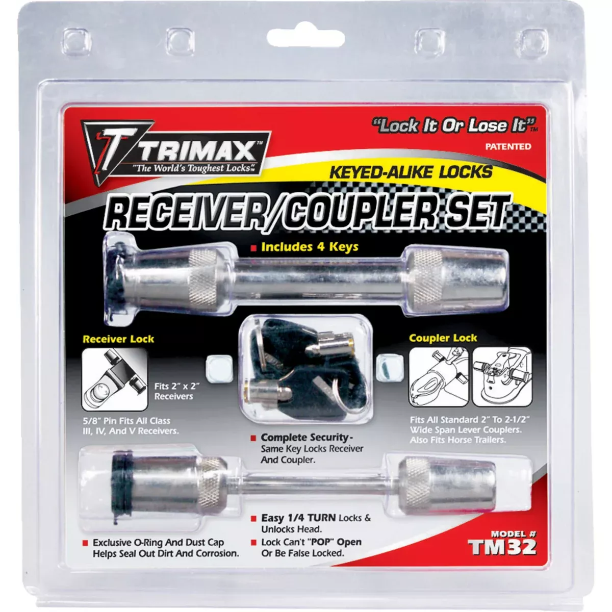 TRIMAX 4010-0045 TM32 Premium Coupler and Receiver Lock Set Coupler and Receiver Lock – 2-1/2″