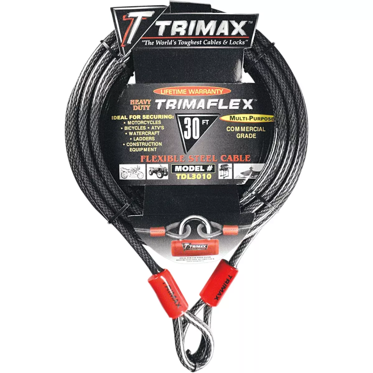 TRIMAX 4010-0052 TDL3010 Trimaflex™ Max Security Braided Cable Cable Lock - 30'