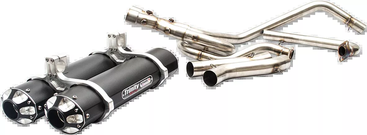 Trinity Racing Black Stage 5 2-2 Exhaust for 2014-2023 Kawasaki KRF 800 Teryx