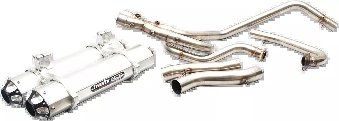 Trinity Racing Brushed Silver Stage 5 2-2 Exhaust 2012-23 Kawasaki KRF 800 Teryx