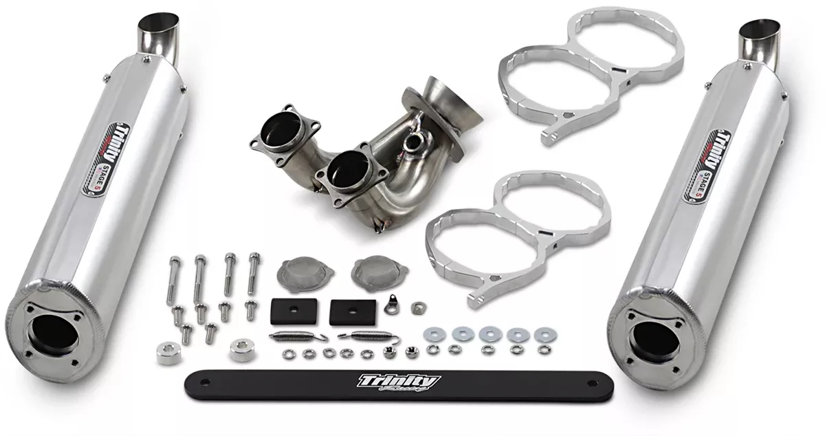 Trinity Racing Silver Stage 5 Slip on Muffler 2015-2023 Polaris RZR XP 1000 4x4