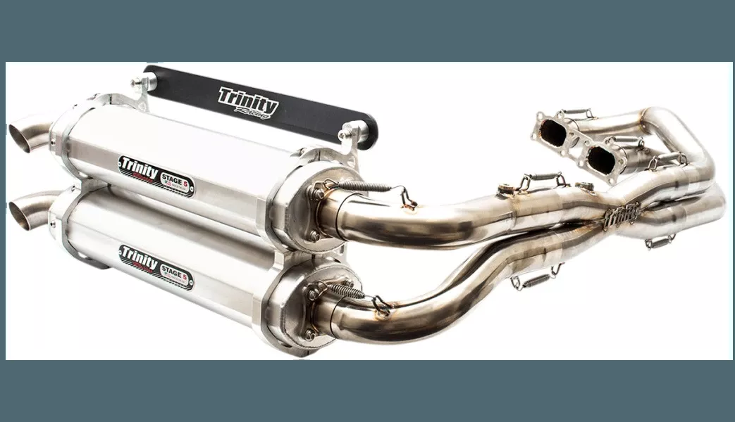 Trinity Racing Stage 5 Dual Exhaust for Polaris RZR XP 1000 4x4 - Brushed