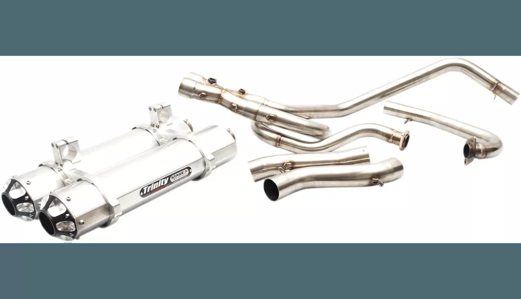 Trinity Stage 5 Exhaust 4-Dual System for '14-18 Kawasaki KRF 800 Teryx - Brushed