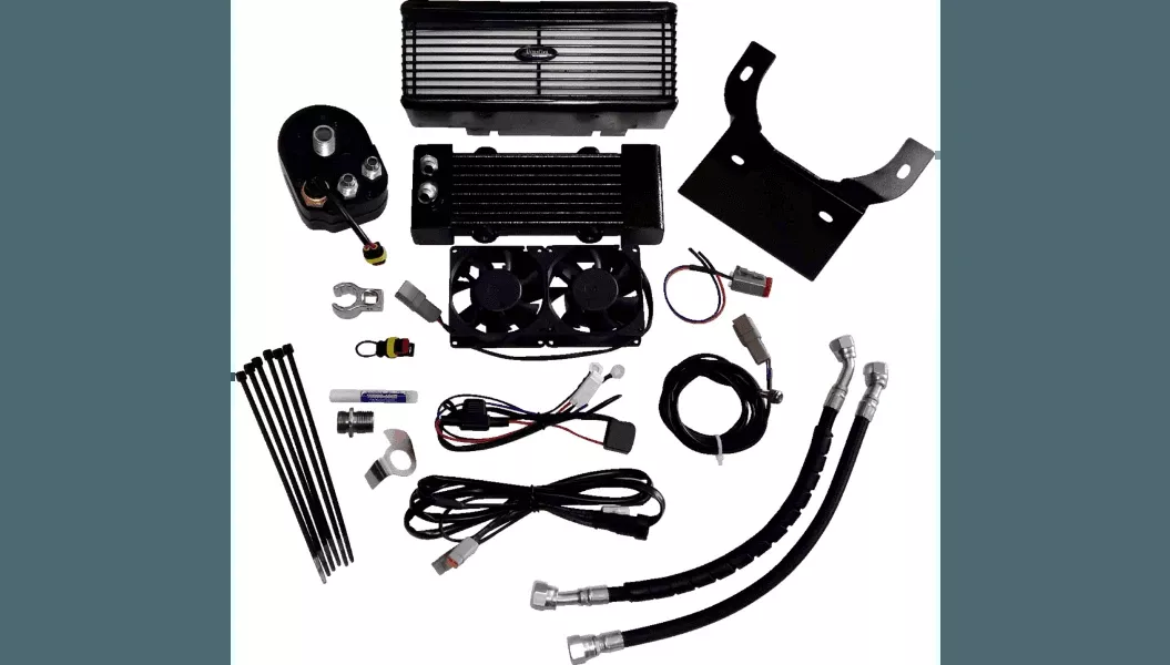 UltraCool 3.0 Below Regulator Mount Oil Cooler with Fan Kit for '09-16 Harley Davidson Touring Models - Black