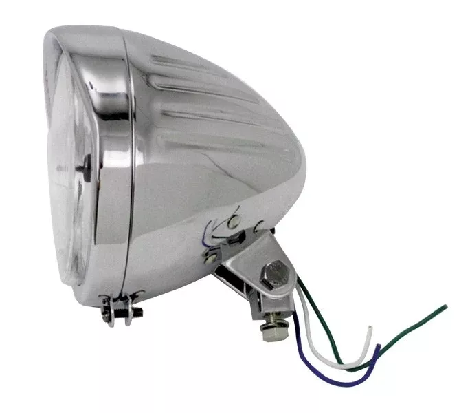 V-Factor 11032 5-3/4" Chrome Ribbed Style Headlight Assy Custom Harley Metric 12V 55W