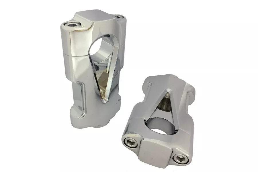 V-Twin 26-0936 V-Tech Chrome Flat Handlebar Riser Set with Contrast Cut Harley