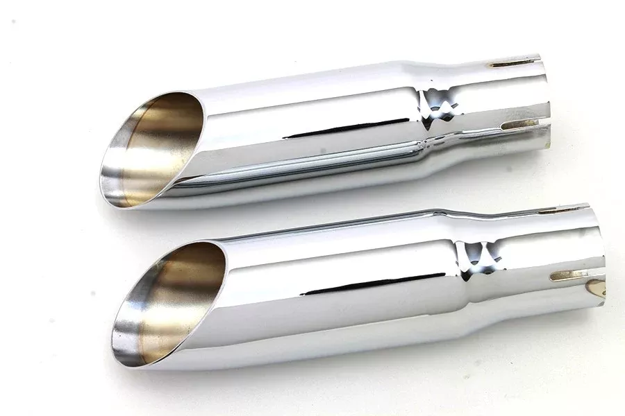 V-Twin 30-0672 Chrome Mini Exhaust Tip Set 1.75" Inlet Harley Custom Metric
