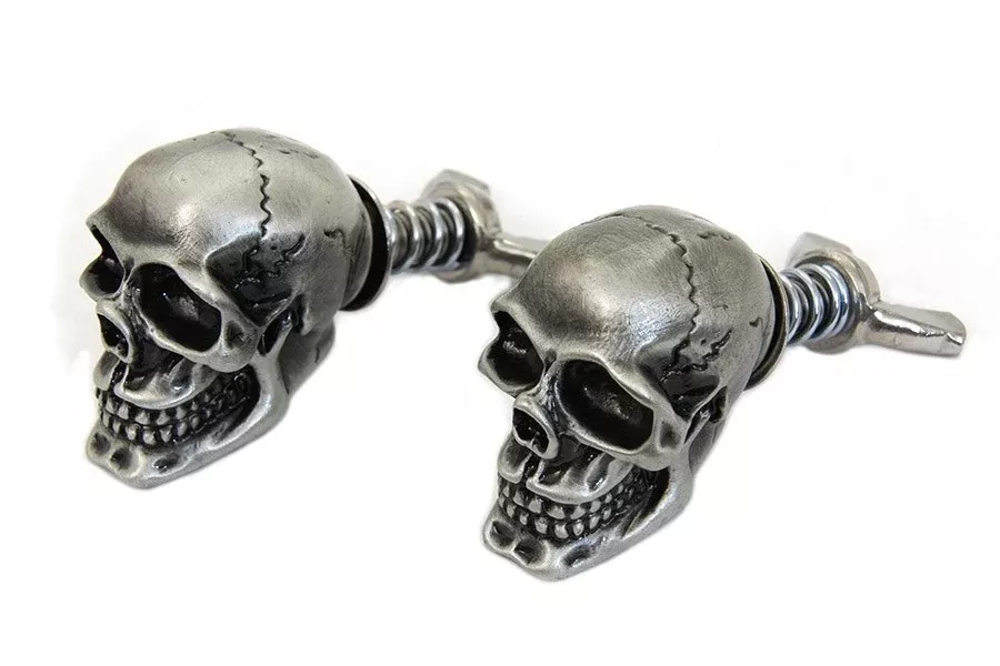 V-Twin 48-1625 Silver Skull Zombie License Plate Tag Mounting Bolts Screws