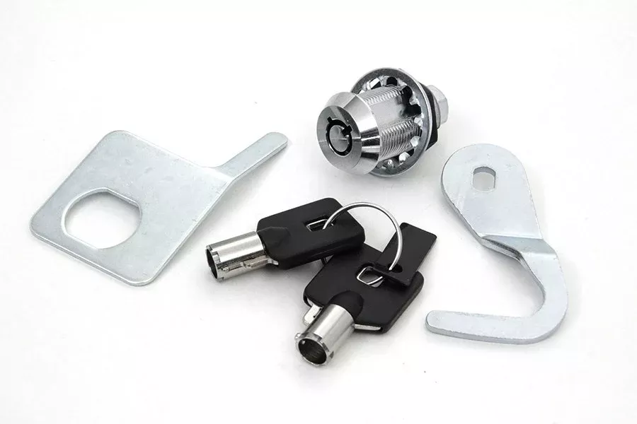 V-Twin 49-1006 Chrome Tourpak Lock & Key Kit 92-13 Harley FLH/T Repl. 53194-07