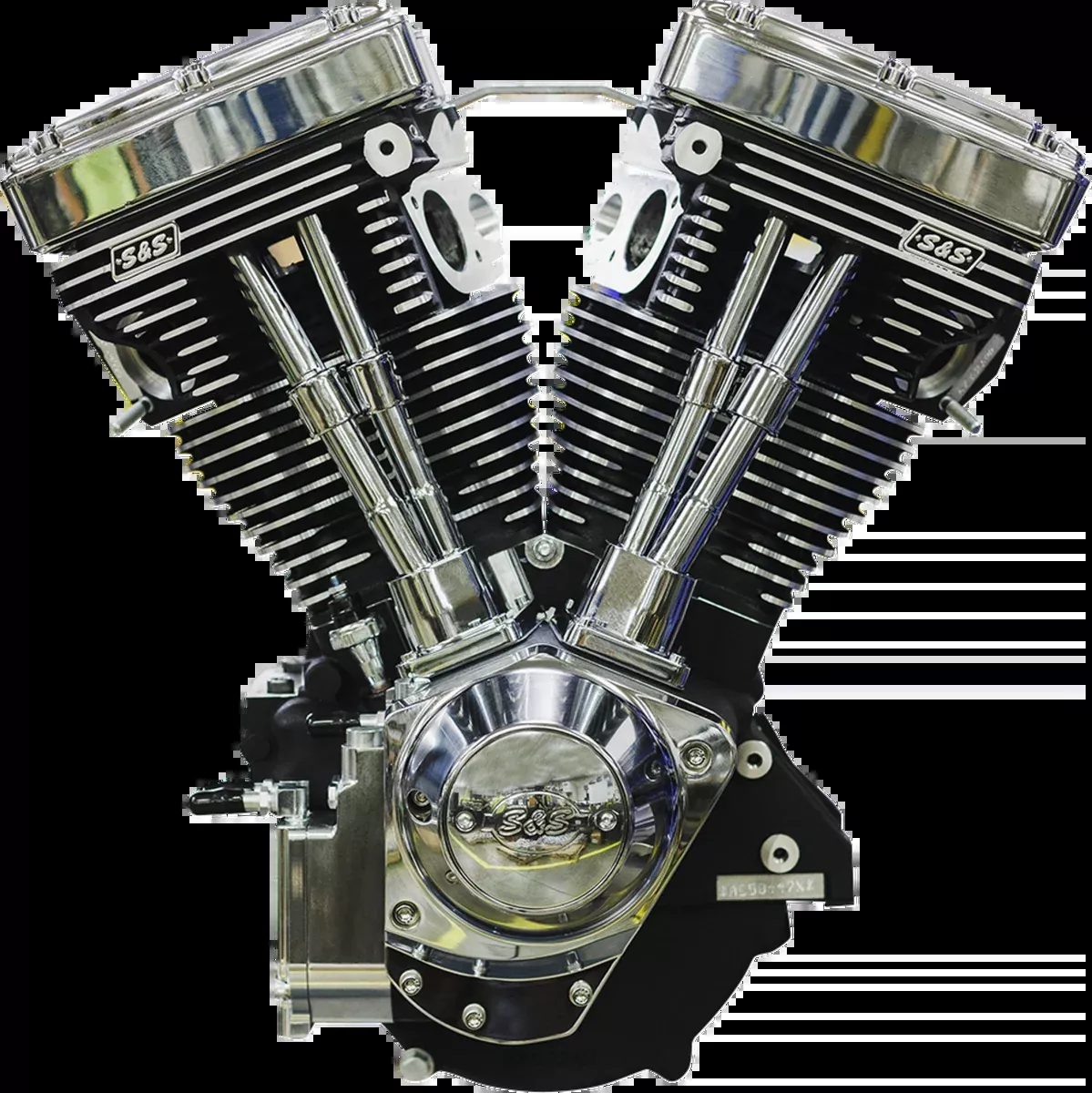 V124 Long Block Engine - Chrome/Wrinkle Black - Big Twin | Custom Chasis w/Alternator-Style Primary