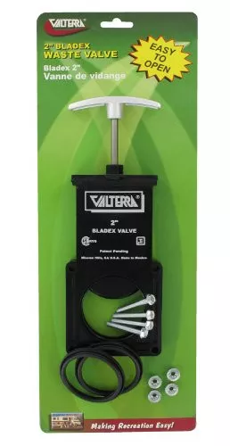 Valterra T1002VPM Bladex 2" Waste Valve Body with Metal Handle, Black