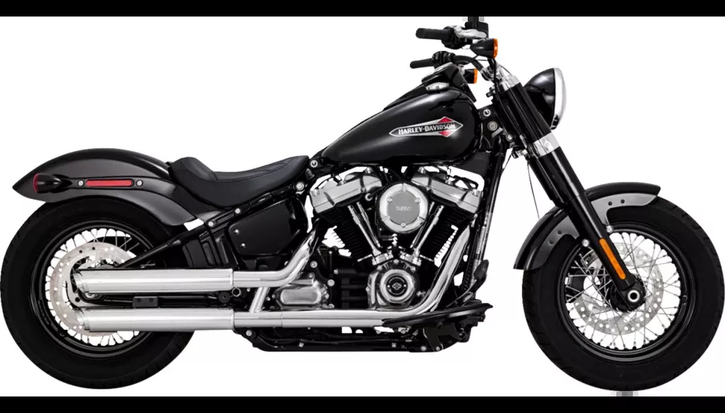 Vance & Hines 16376 Chrome Twin Slash 3" Slip On Mufflers Softail M8 18-23