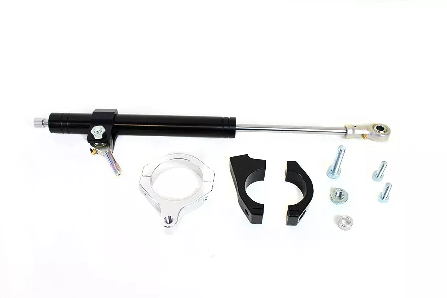 VTwin Black 49mm Front Fork Steering Damper Kit 2006-2017 Harley Davidson Dyna