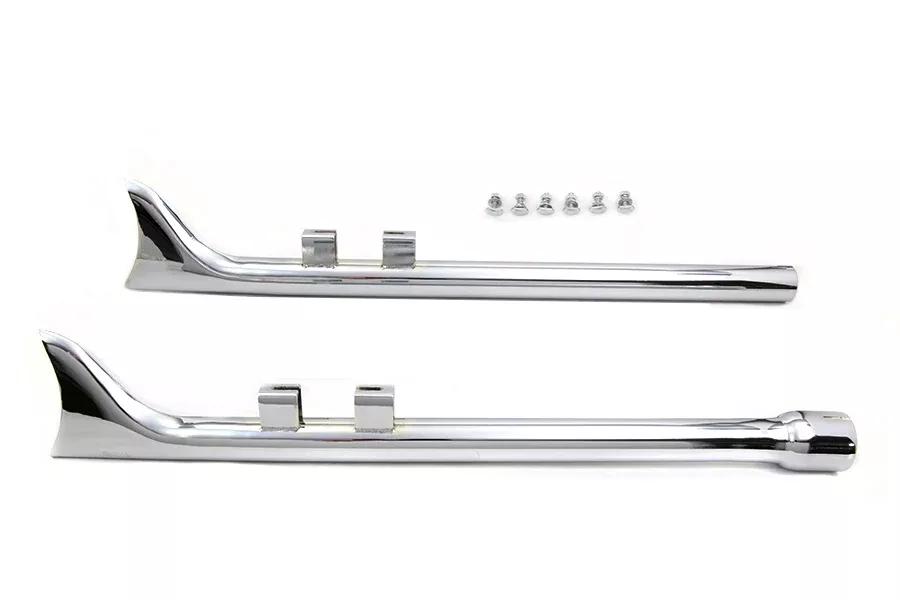 VTwin Chrome 33" Straight Fishtail Exhaust Muffler Set 2017-2026 Harley Touring