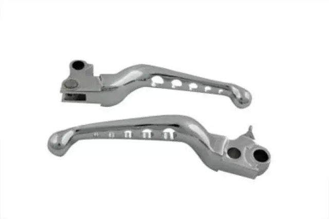 Vtwin Chrome Drilled Hand Lever Set Brake & Clutch 1996-2007 Harley Davidson FXD