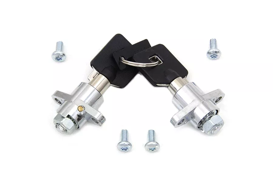 VTwin Chrome Saddlebag Lock & Key Kit for 2014-2021 Harley Davidson Touring FLT
