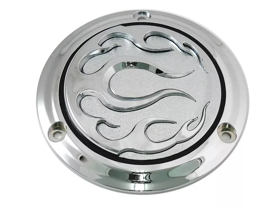 VTwin Flame 3 Hole Motorcycle Derby Cover 1970-1998 Harley Touring FLT FXR FX FL