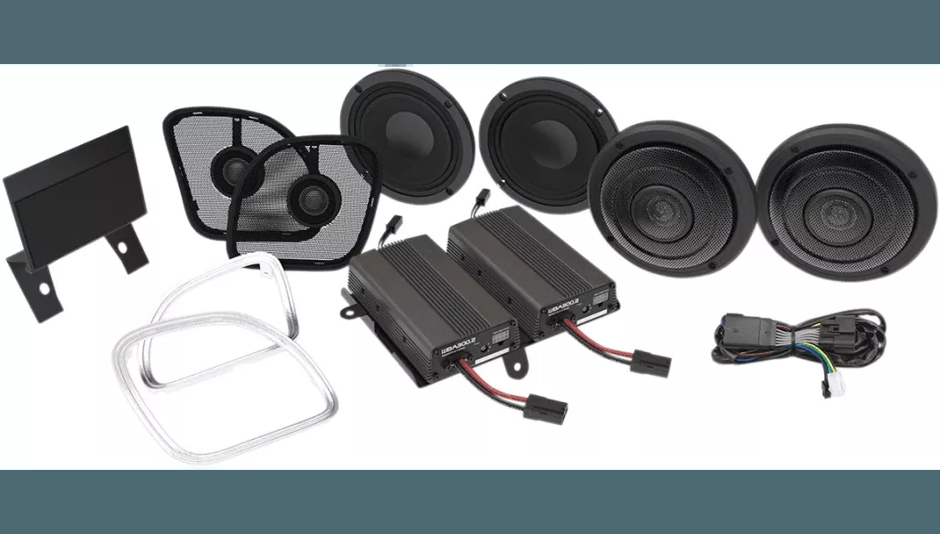 Wild Boar Audio Front & Rear Speaker Kit with 600 W Amp for '16-24 Harley Davidson FLTR Road Glide Touring Models
