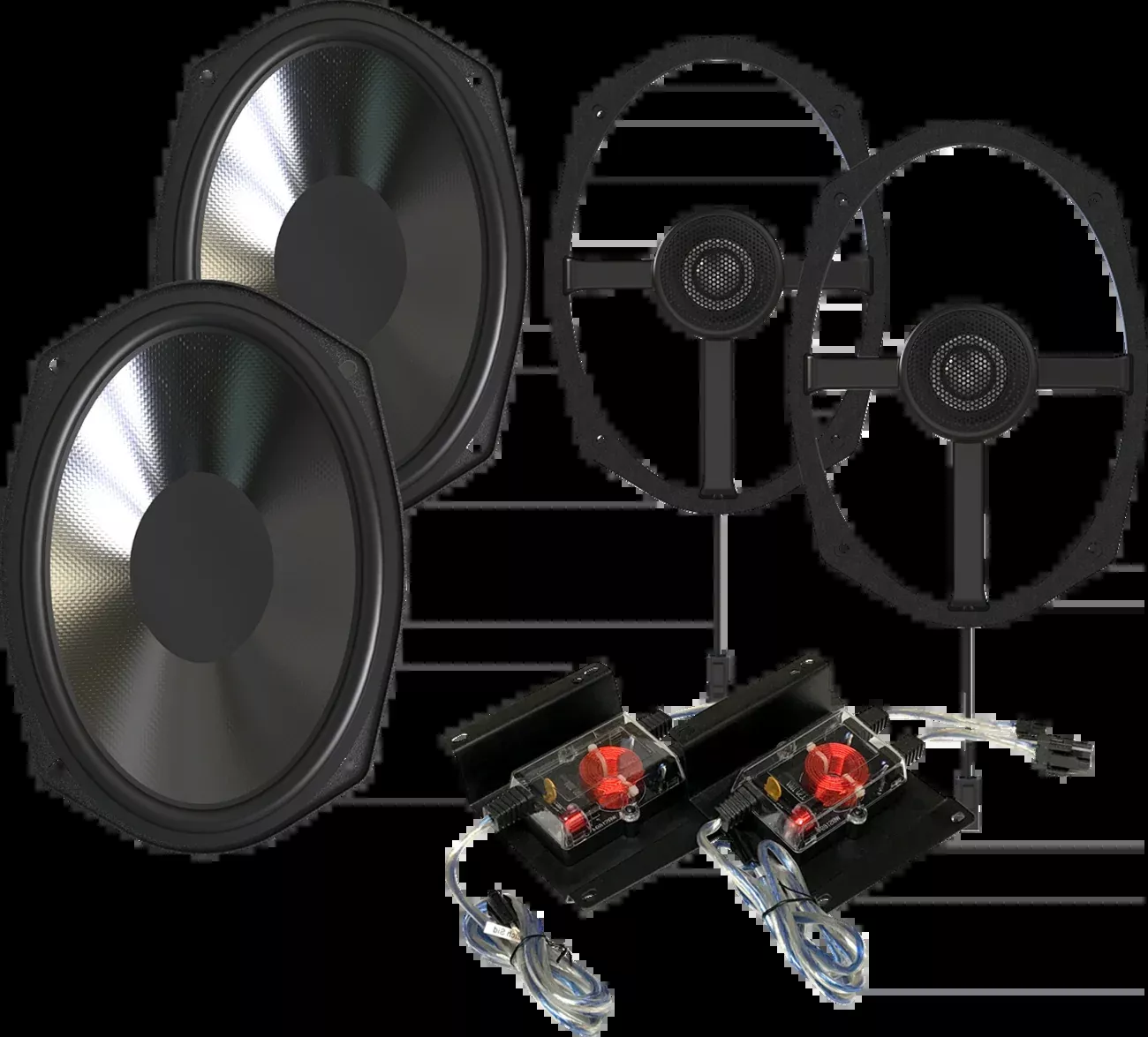Wild Boar Audio Saddlebag Speakers 300w 4 Ohm for 2014-2023 Harley Touring