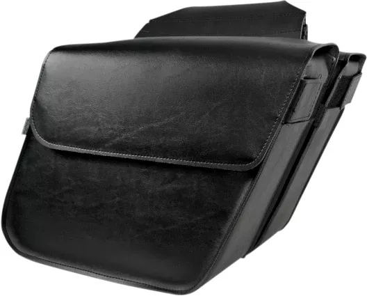 Willie & Max Black Leather Raptor Universal Motorcycle Slant Saddlebags Harley