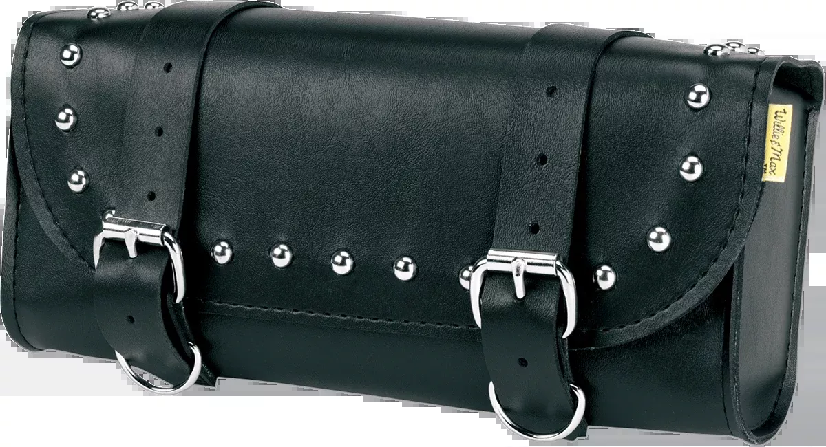 Willie & Max Black Studded Ranger Synthetic Leather Front Fork Buckle Tool Pouch