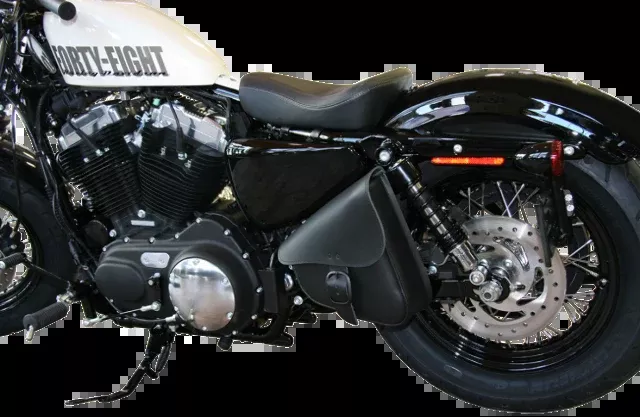 Willie & Max Leather Left Side Swing Arm Saddlebag 1986-2022 Harley Sportster