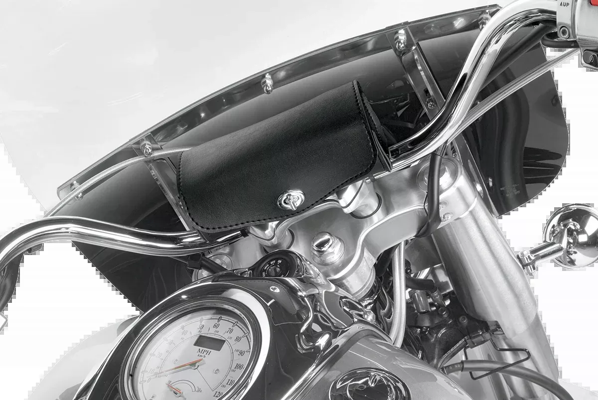 Willie & Max Revolution Black Synthetic Leather Motorcycle Handlebar Pack Pouch
