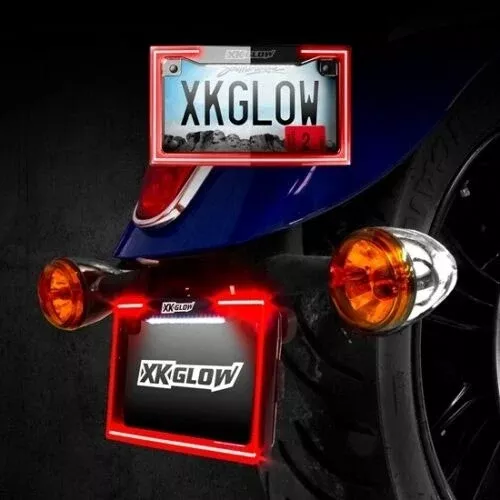 XK Glow Black LED Run Brake Signal Light Motorcycle Plate Frame XK034018 12V