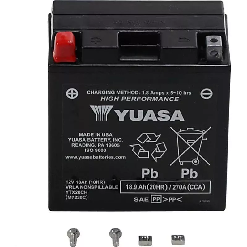 Yuasa Maintenance Free YTX20CH 12 Volt Battery YUAM7220C