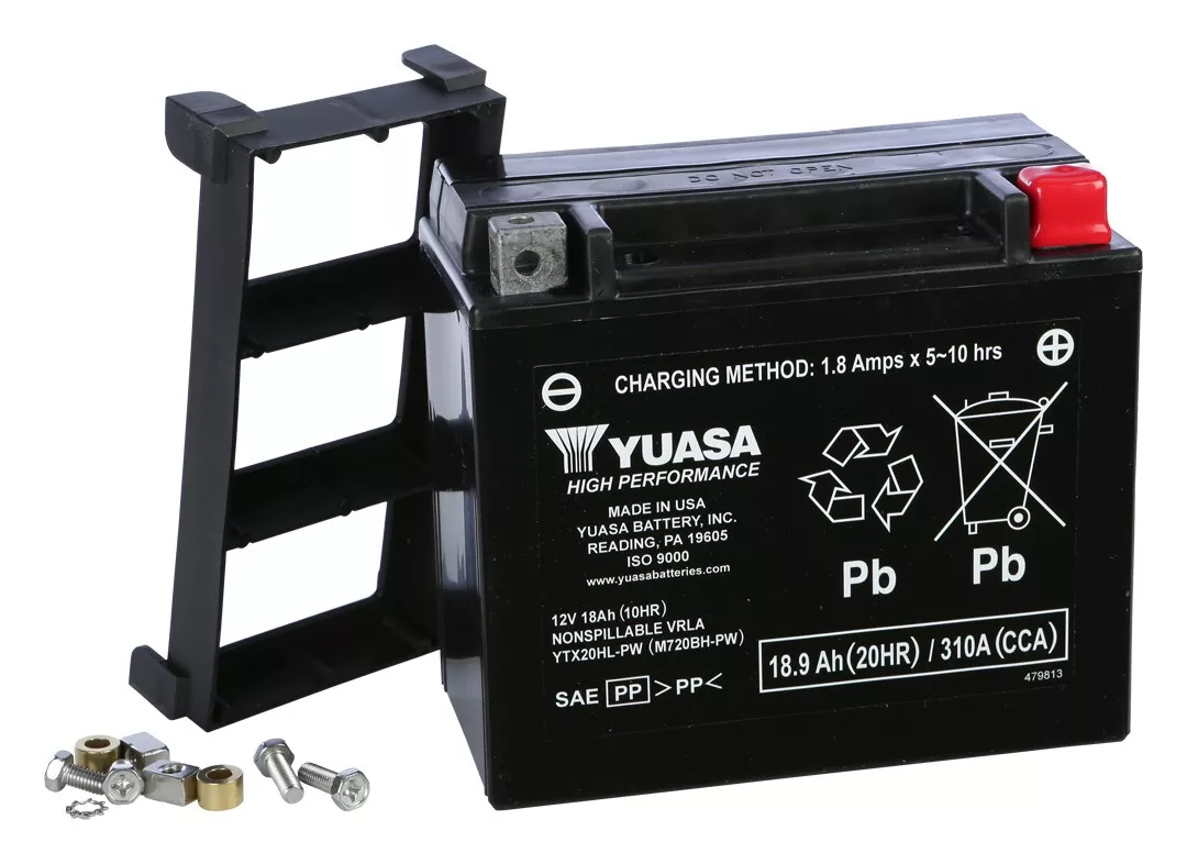 Yuasa YTX20HL-PW Factory Activated AGM High Performance Battery
