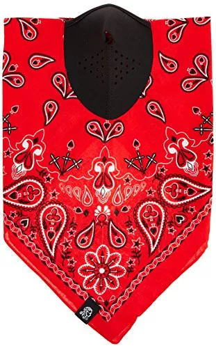 Zanheadgear NeoDanna Paisley Cotton Bandanna with Neoprene Face Mask (Red)