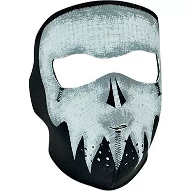 ZANheadgear Neoprene Full Face Mask, Gray Skull, Glow in the Dark